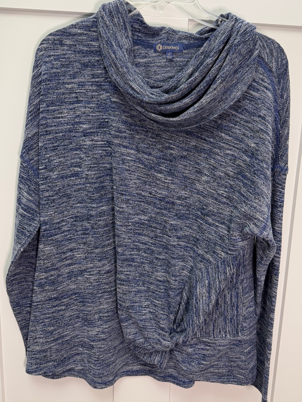 Democracy Blue Marled Cowl Neck Sweater with Pocket